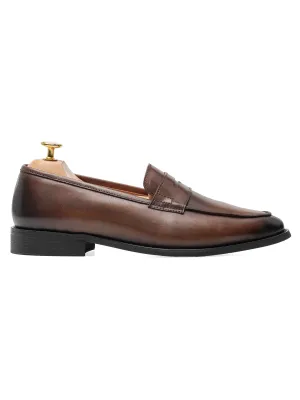 Penny Loafer - Dark Brown (Hand Painted Patina)