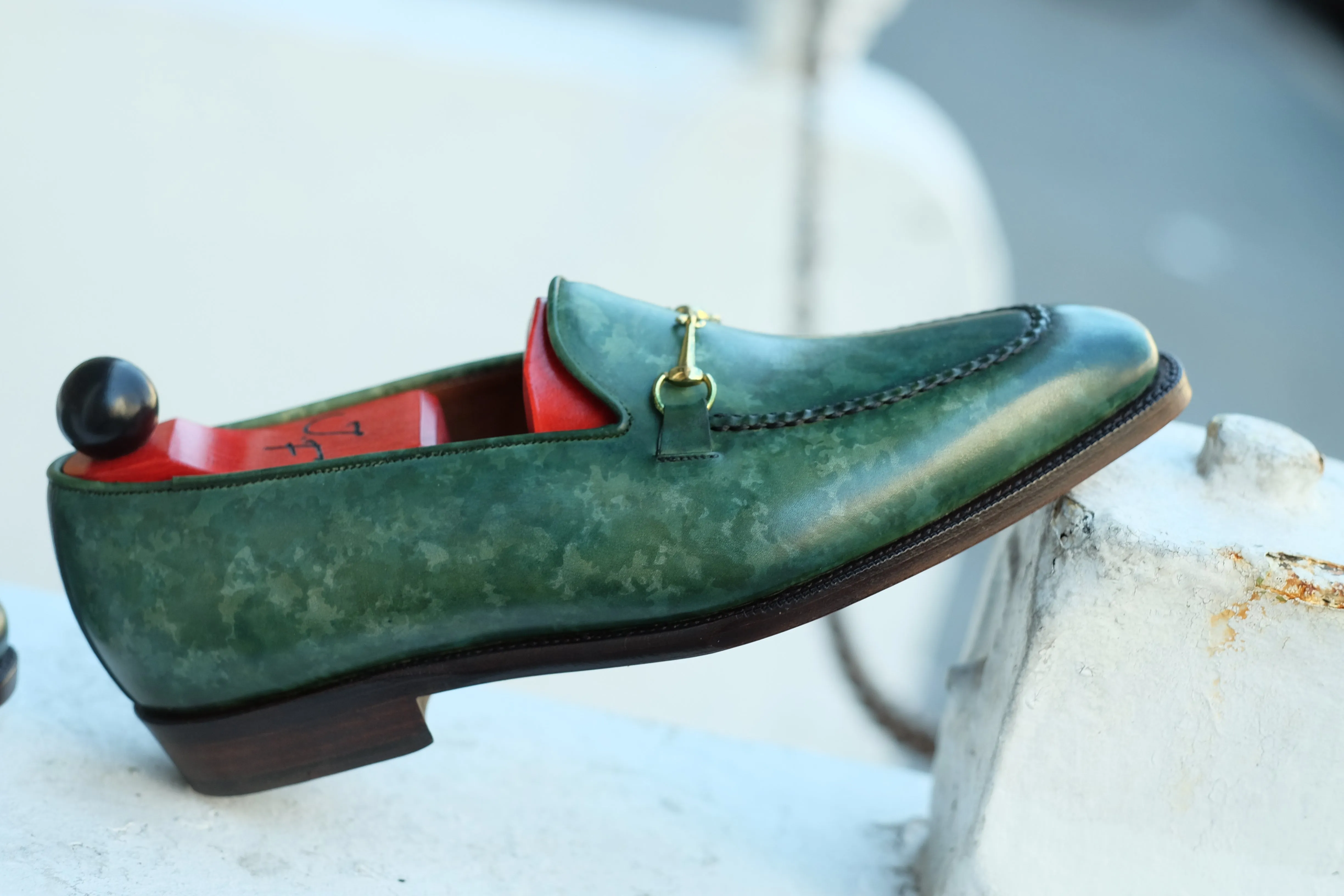 Pike - MTO - Forest Green Marble Patina - LPB Last - Single Leather Sole