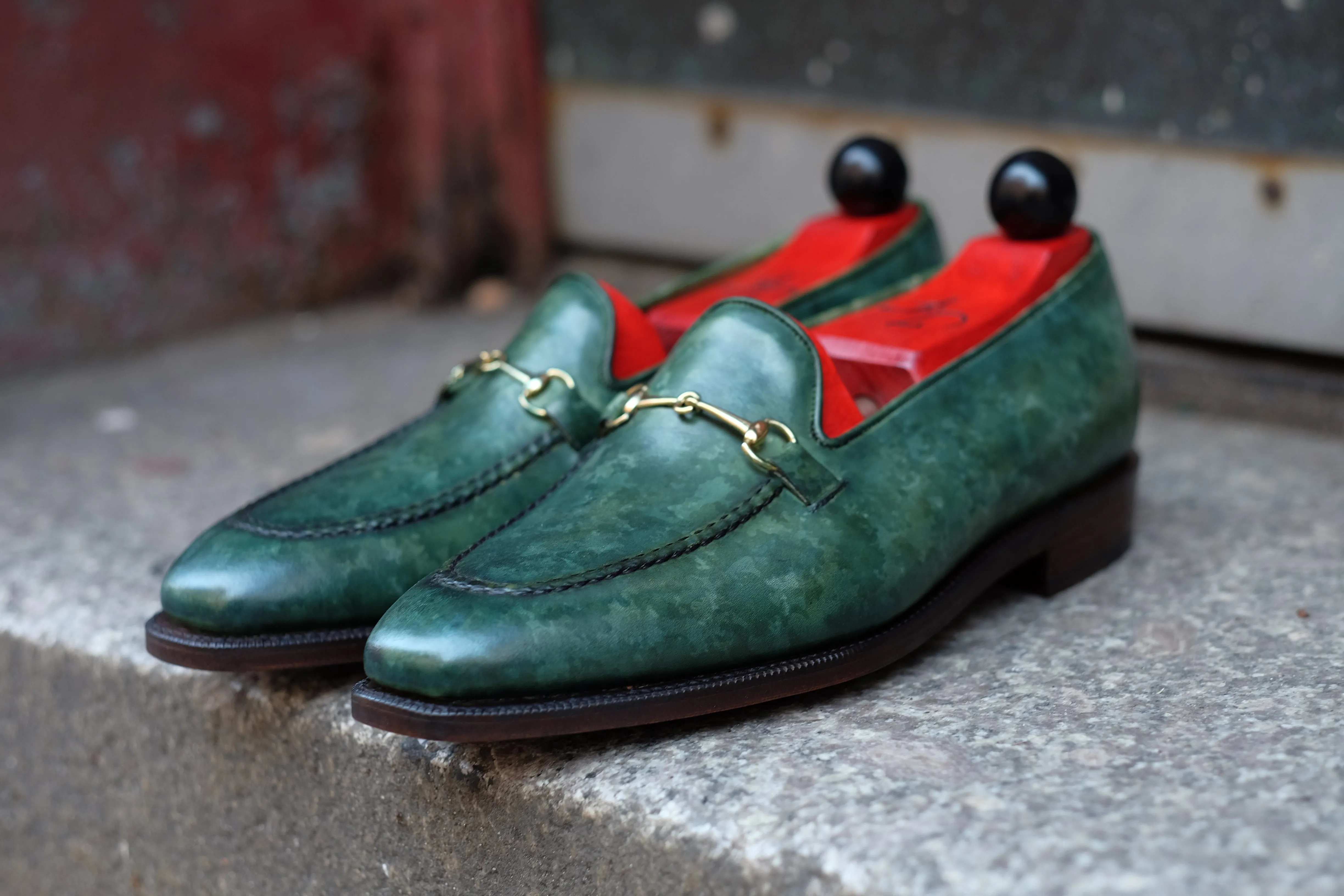 Pike - MTO - Forest Green Marble Patina - LPB Last - Single Leather Sole