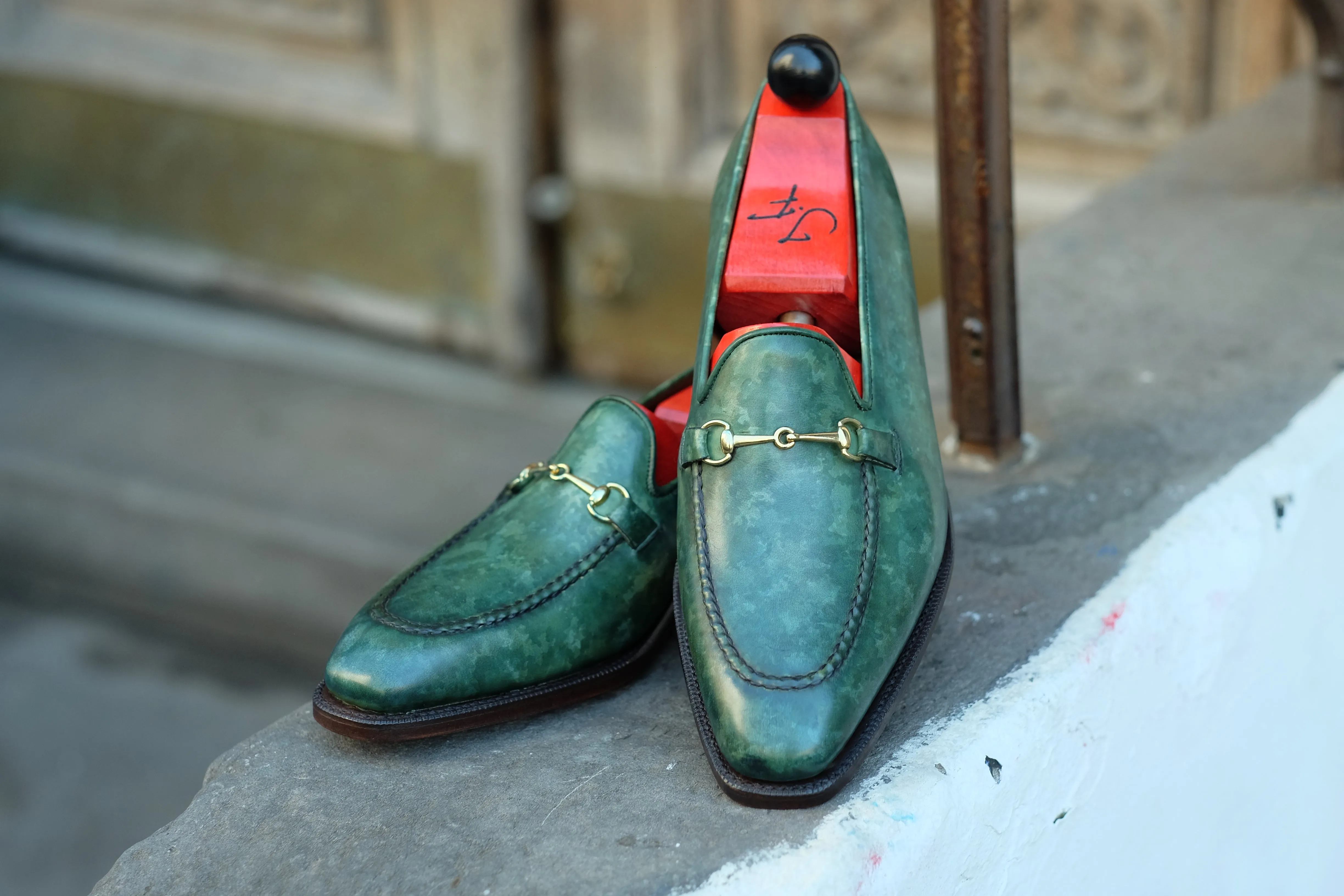 Pike - MTO - Forest Green Marble Patina - LPB Last - Single Leather Sole