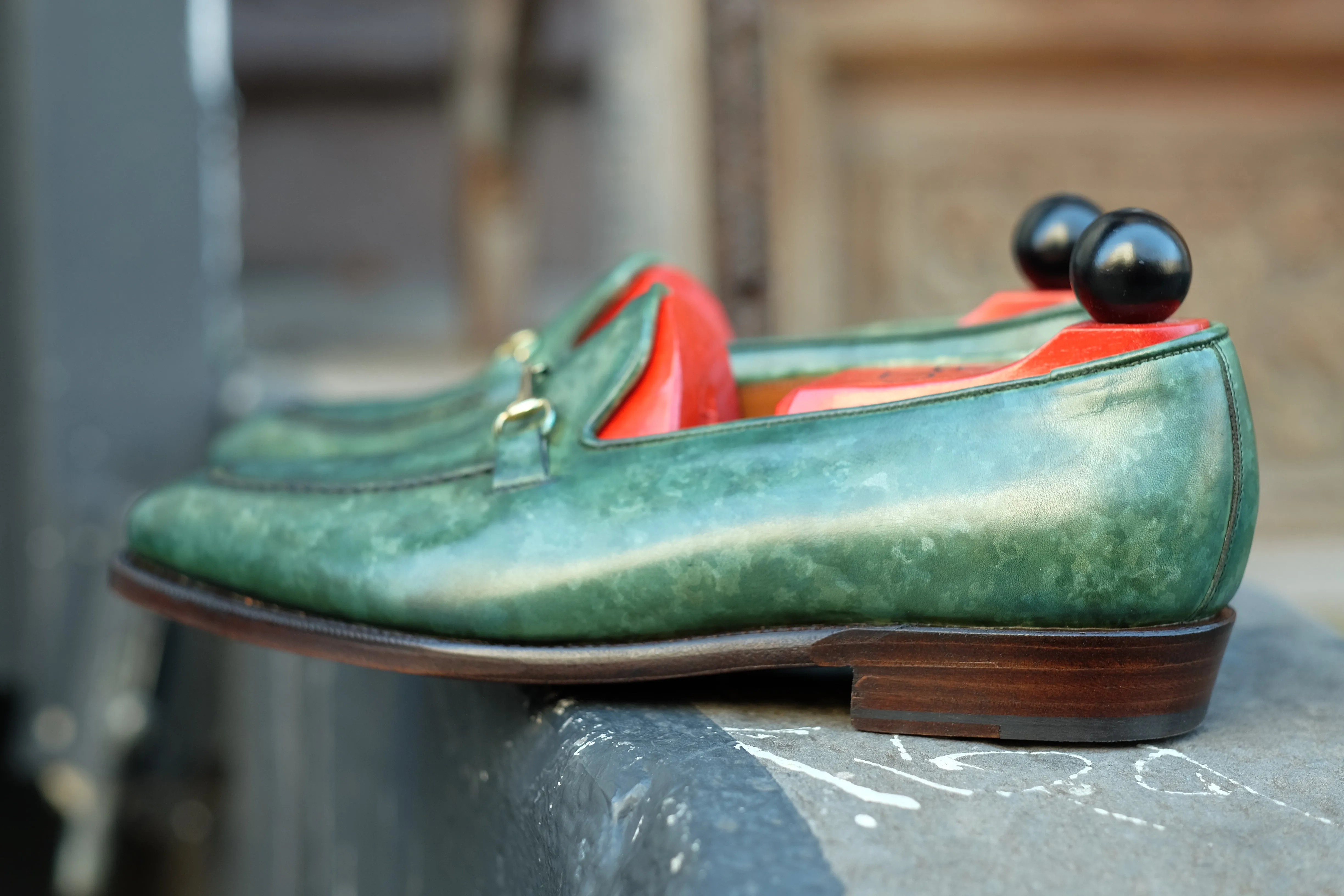 Pike - MTO - Forest Green Marble Patina - LPB Last - Single Leather Sole