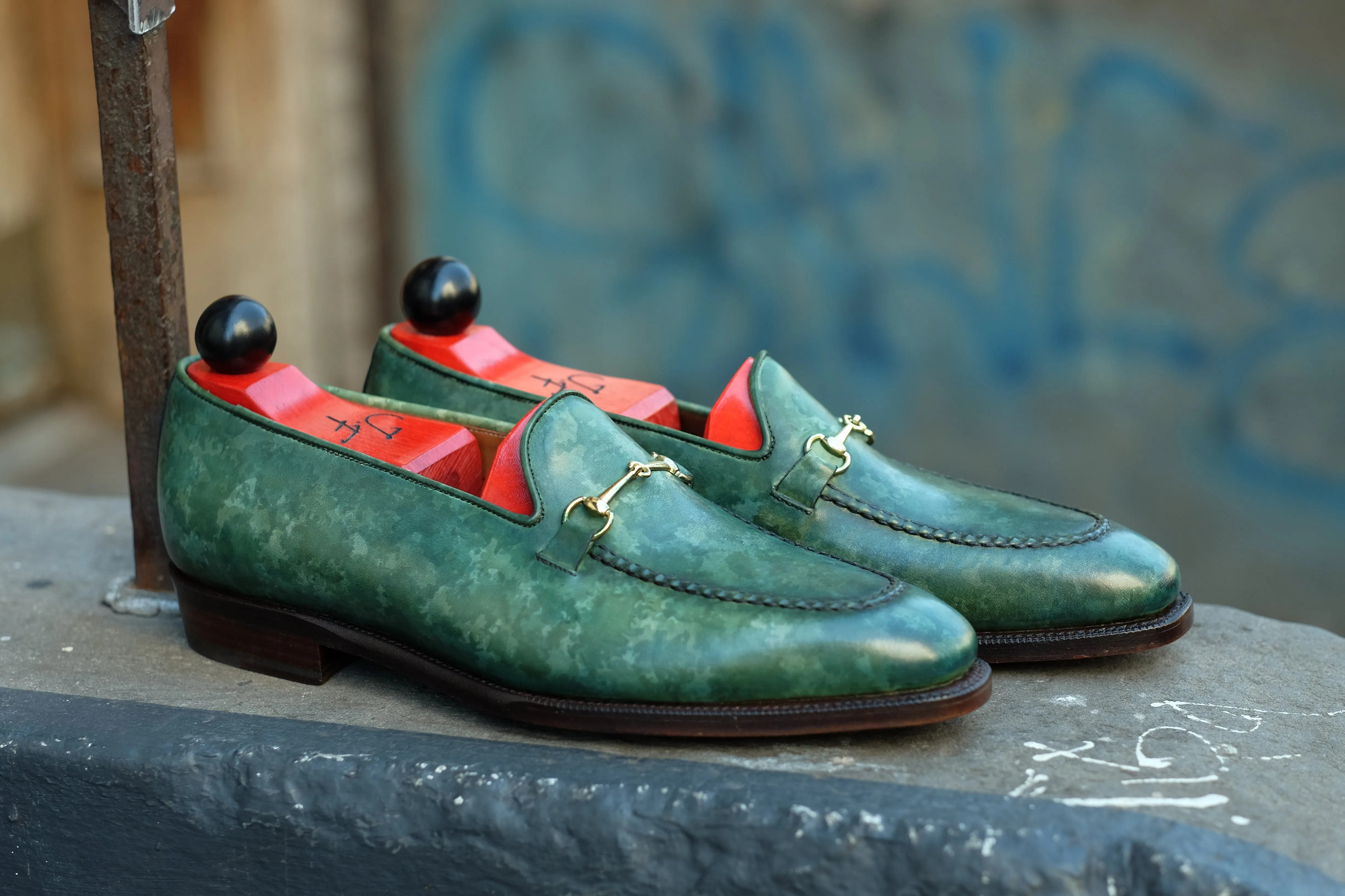 Pike - MTO - Forest Green Marble Patina - LPB Last - Single Leather Sole