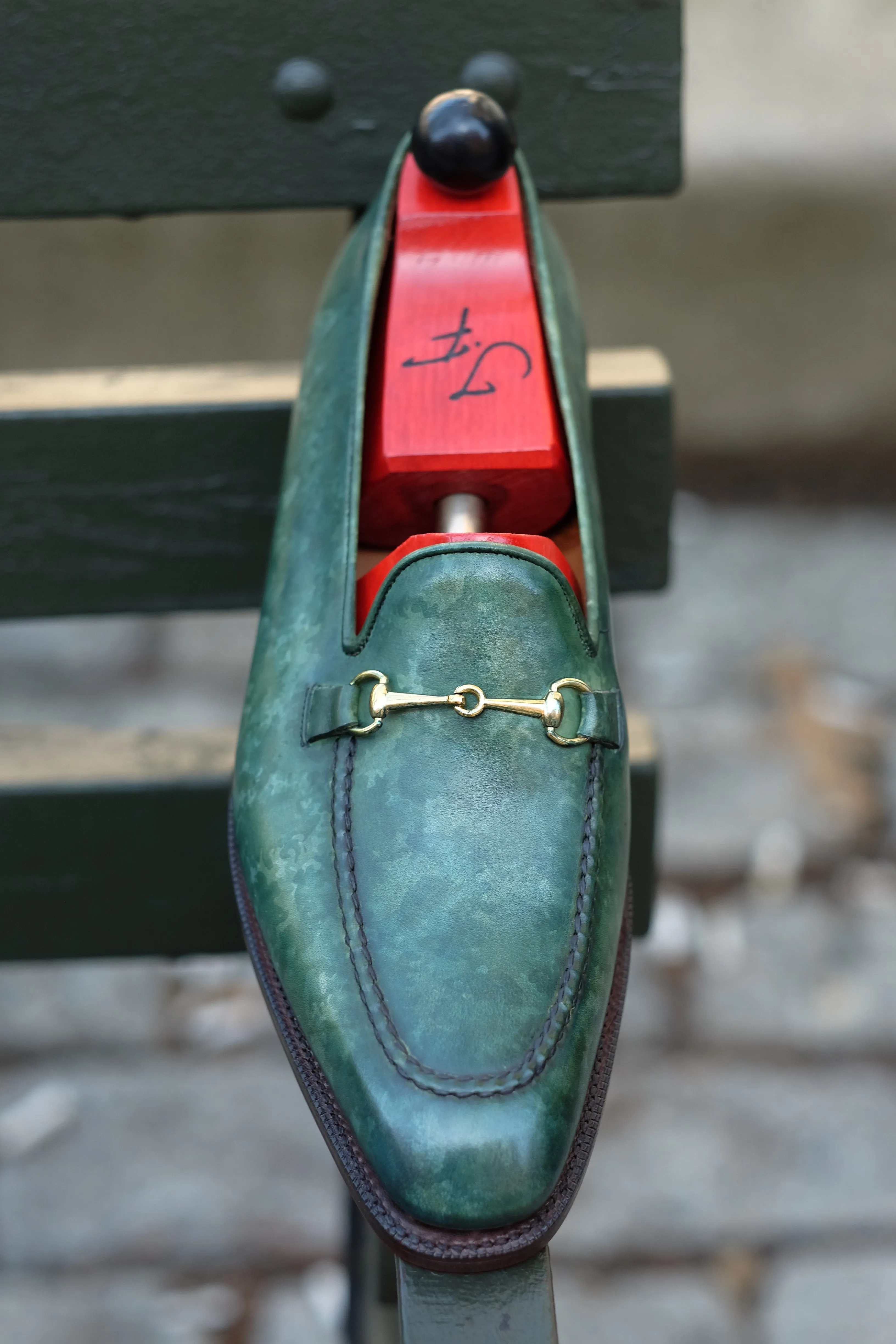 Pike - MTO - Forest Green Marble Patina - LPB Last - Single Leather Sole