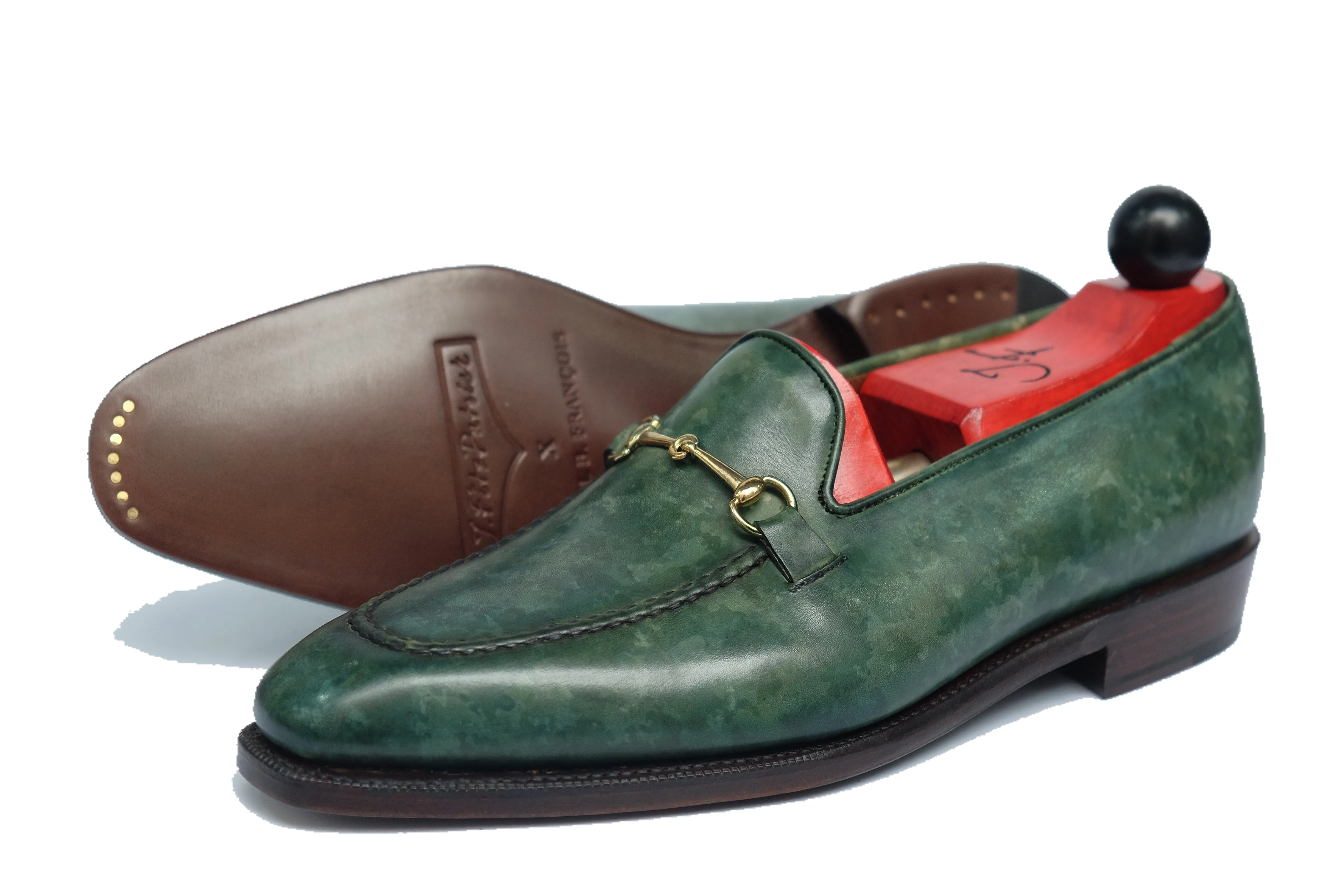 Pike - MTO - Forest Green Marble Patina - LPB Last - Single Leather Sole