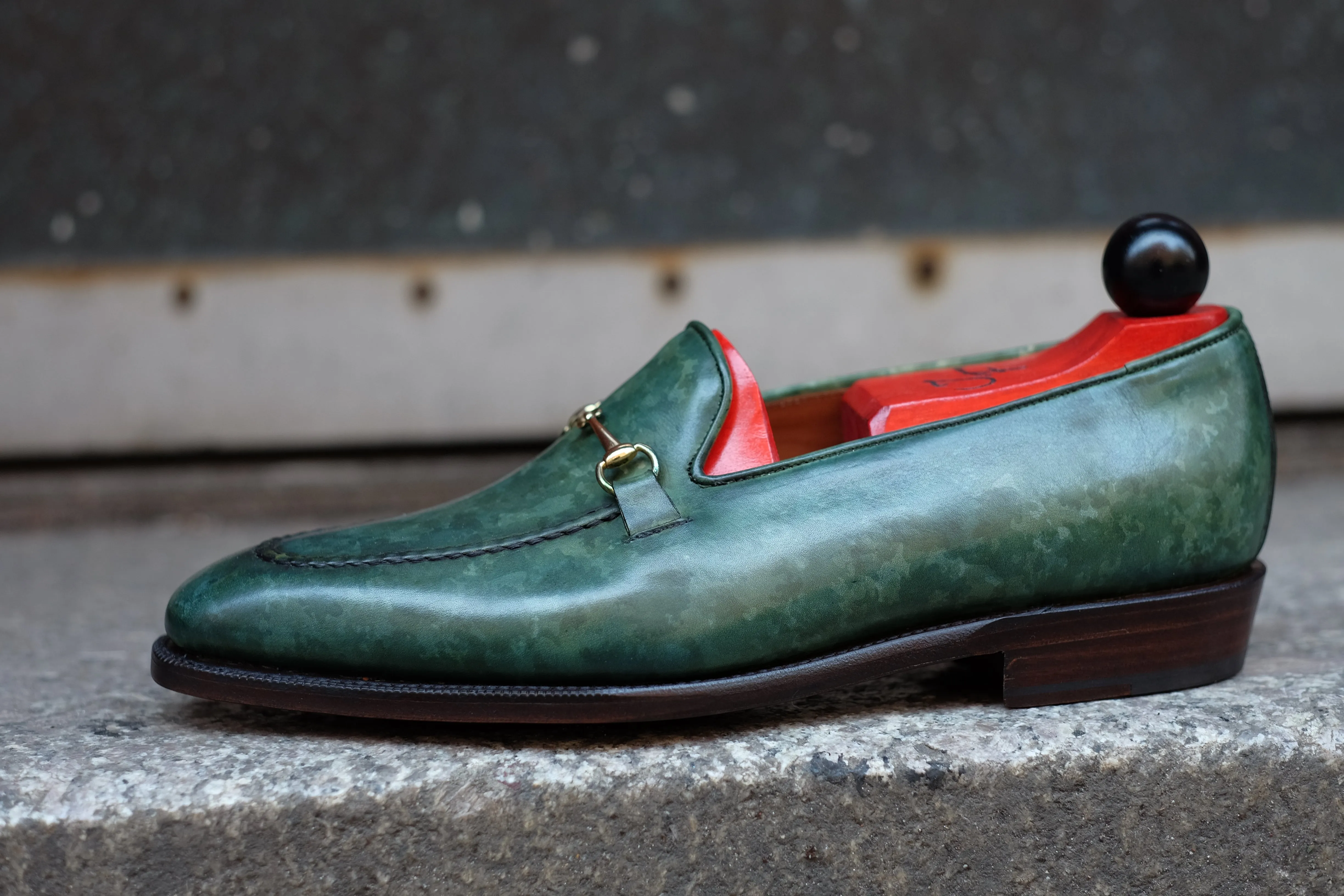 Pike - MTO - Forest Green Marble Patina - LPB Last - Single Leather Sole