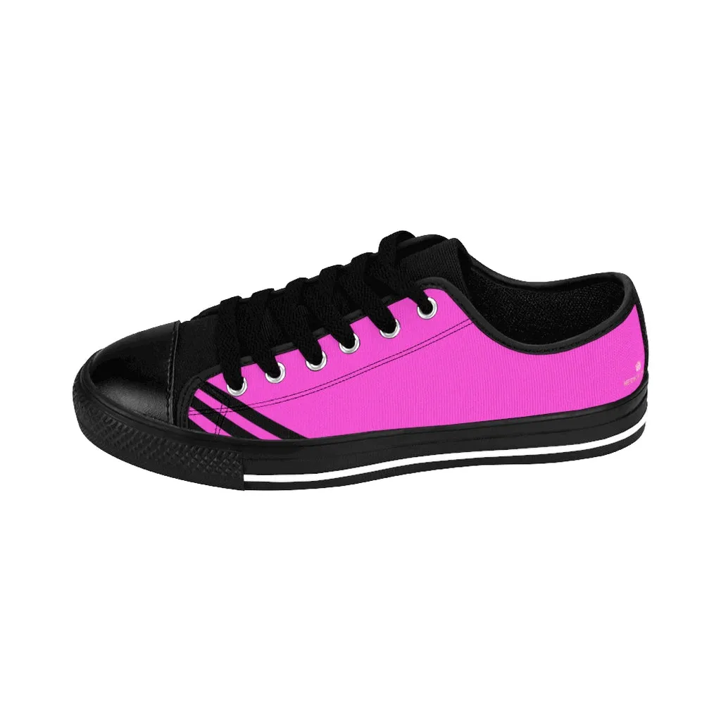 Pink Black Striped Women's Sneakers, Modern Stripes Tennis Shoes For Ladies (US Size: 6-12)