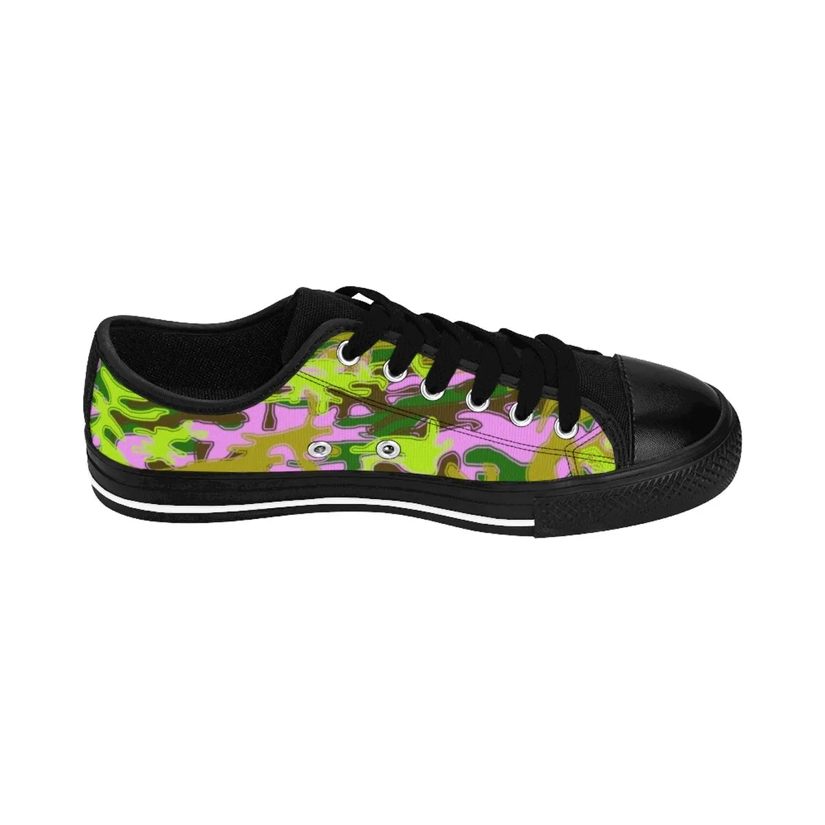 Pink Green Camo Men's Sneakers, Camouflage Military Premium Low Top Canvas Sneakers Shoes