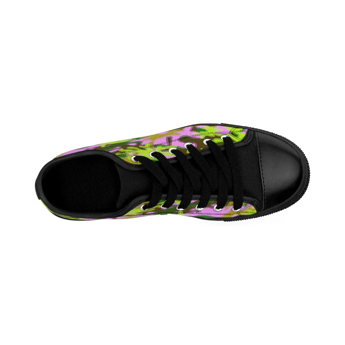 Pink Green Camo Men's Sneakers, Camouflage Military Premium Low Top Canvas Sneakers Shoes