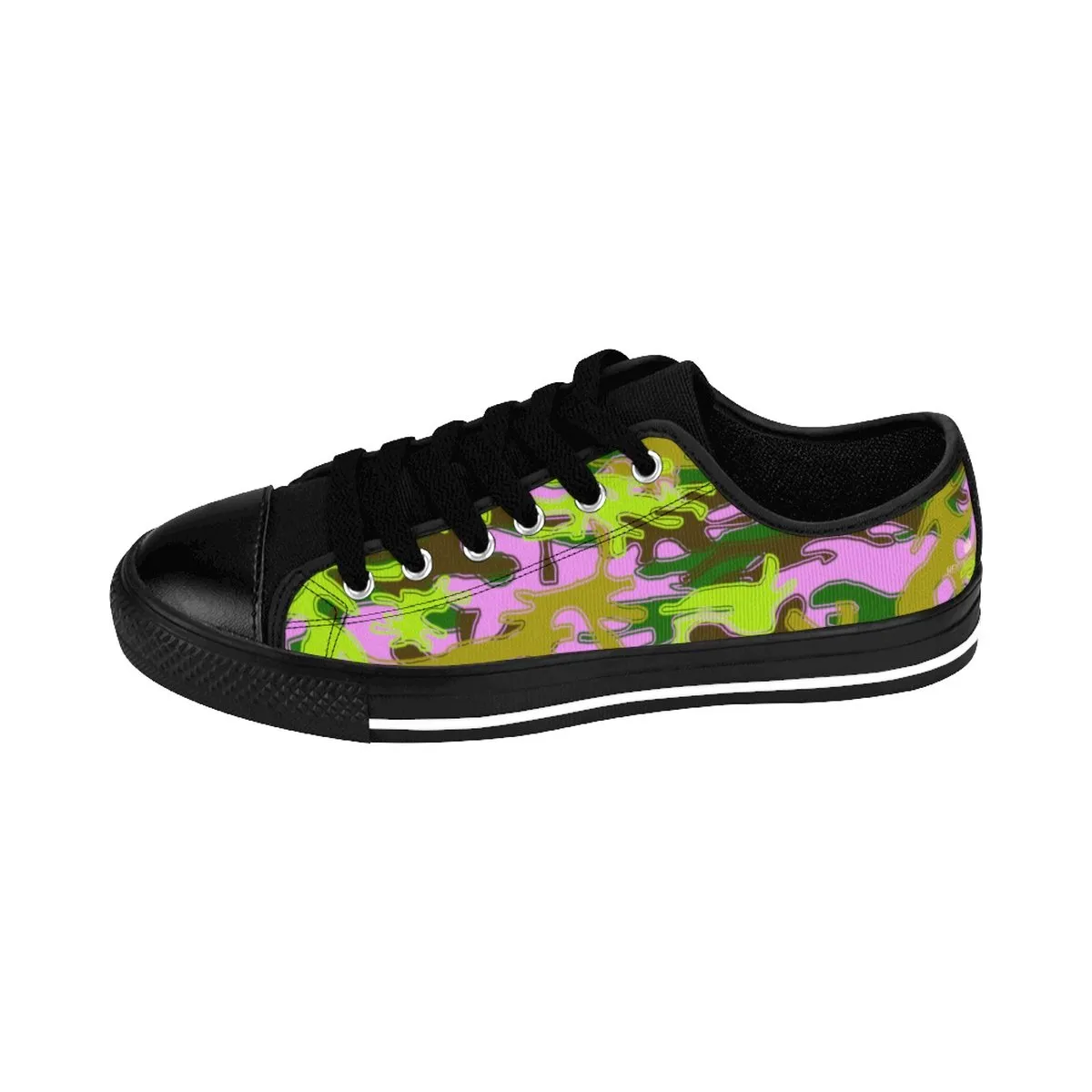 Pink Green Camo Men's Sneakers, Camouflage Military Premium Low Top Canvas Sneakers Shoes