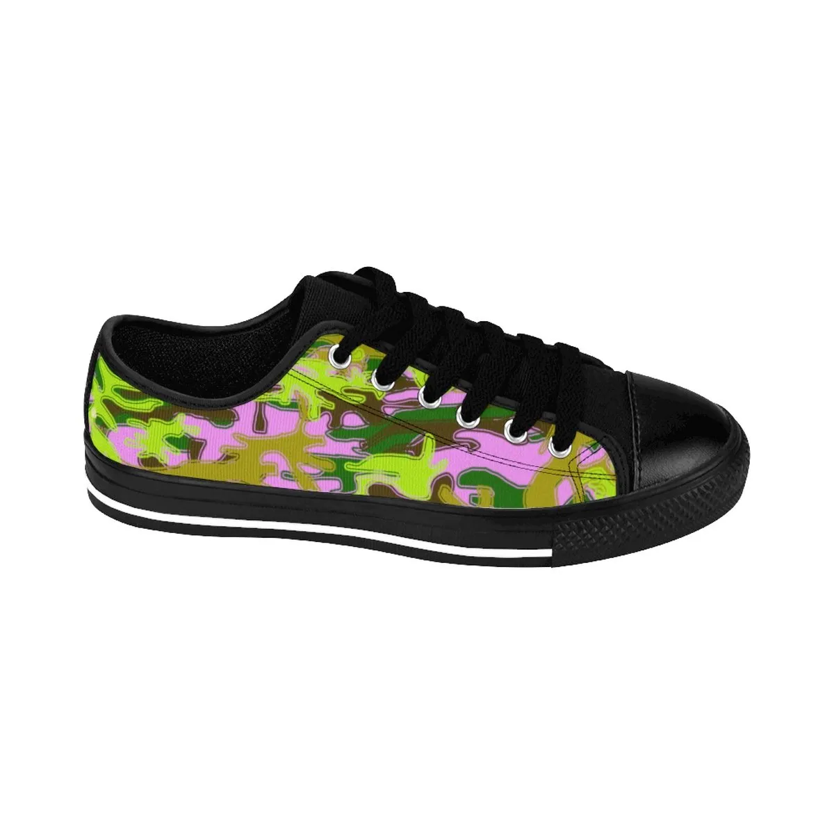 Pink Green Camo Men's Sneakers, Camouflage Military Premium Low Top Canvas Sneakers Shoes