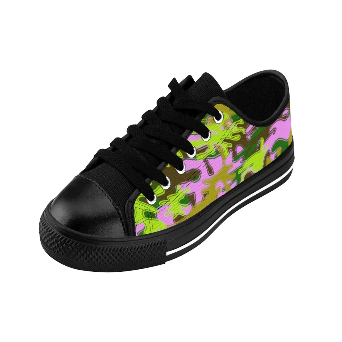 Pink Green Camo Men's Sneakers, Camouflage Military Premium Low Top Canvas Sneakers Shoes