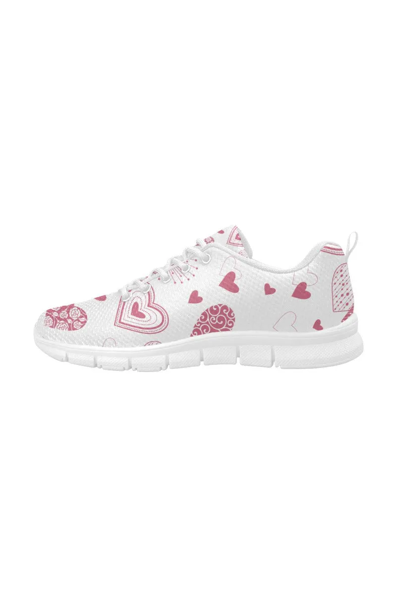 Pink Heart Ombre Women's Breathable Running Shoes