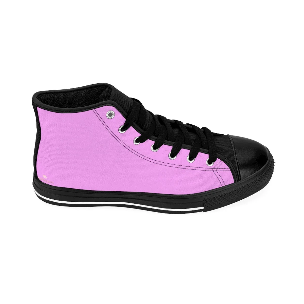 Pink Men's High Tops Shoes, Pink Solid Color Men's High-Top Fashion Sneakers Shoes