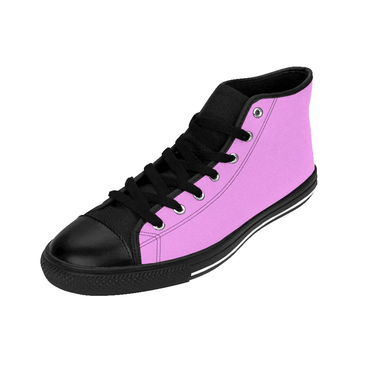 Pink Men's High Tops Shoes, Pink Solid Color Men's High-Top Fashion Sneakers Shoes