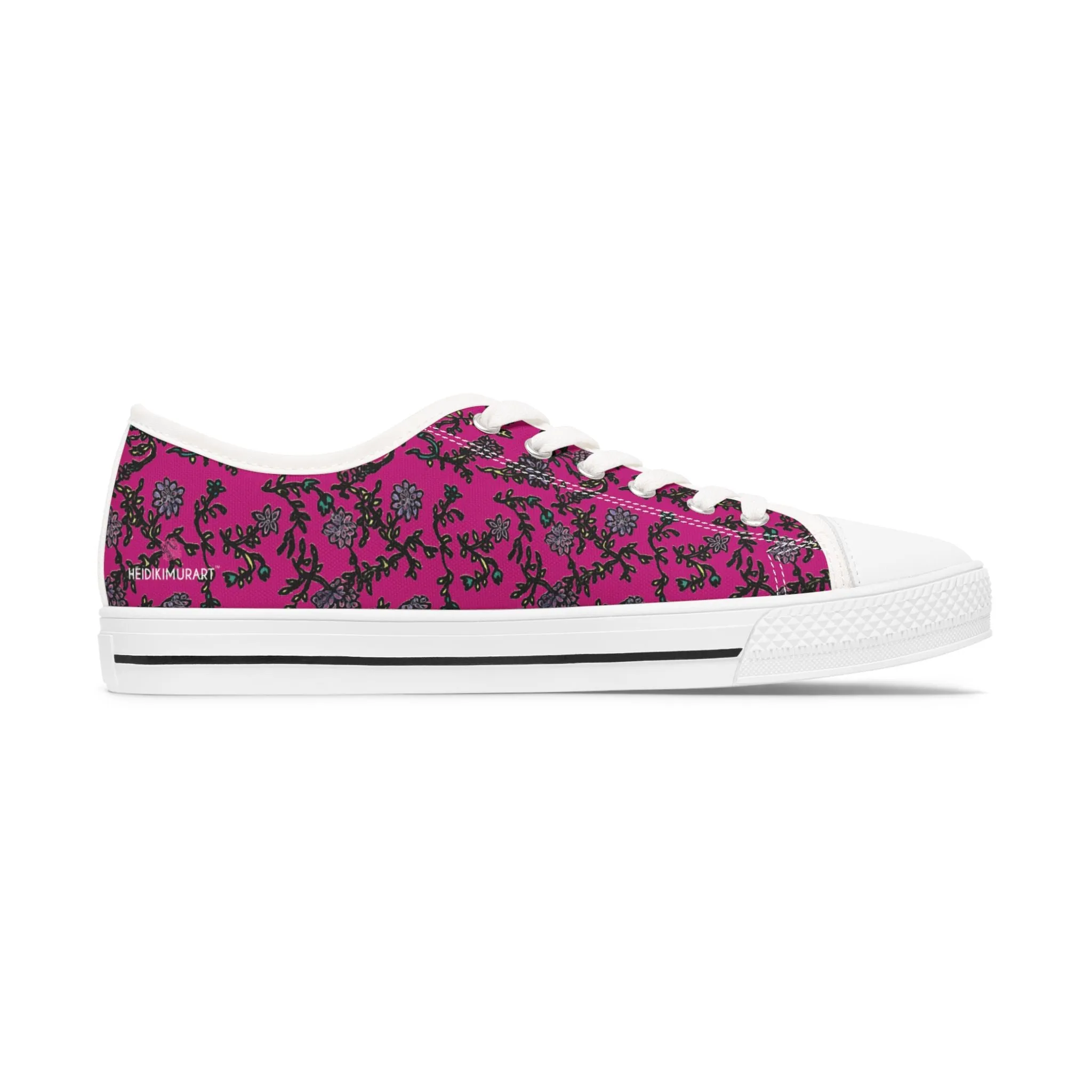 Pink Purple Floral Women's Sneakers, Floral Print Best Women's Low Top Canvas Sneakers (US Size: 5.5-12)