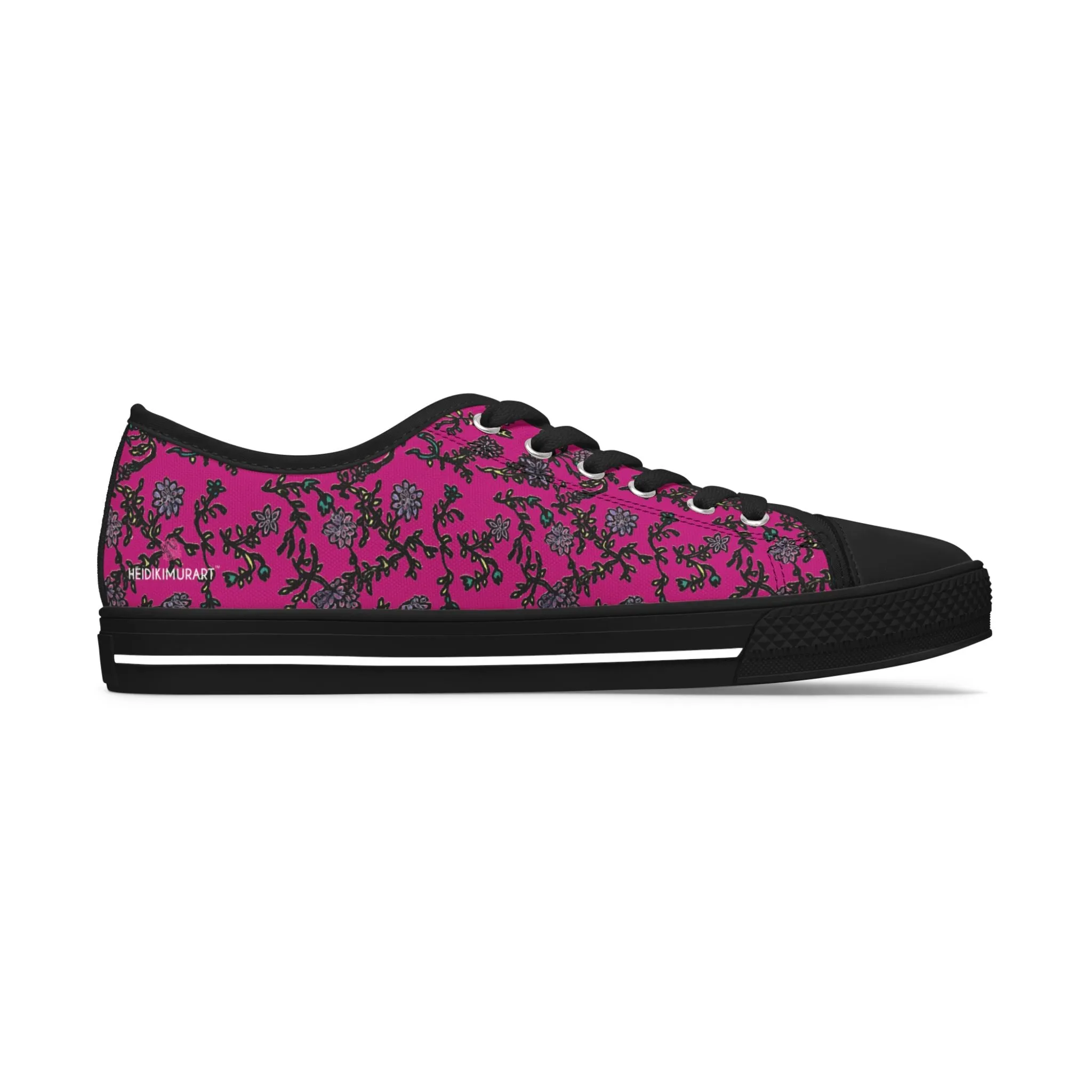 Pink Purple Floral Women's Sneakers, Floral Print Best Women's Low Top Canvas Sneakers (US Size: 5.5-12)