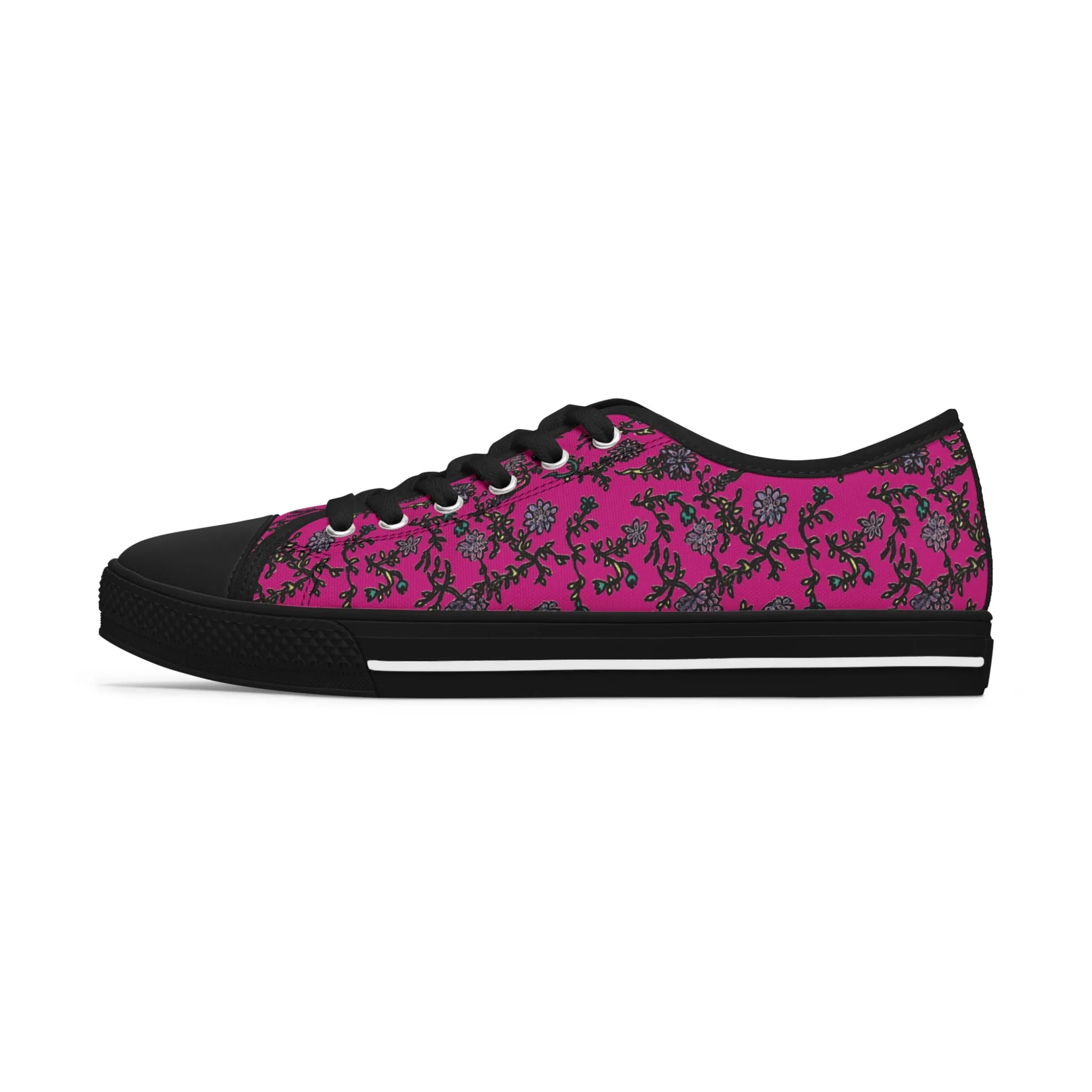 Pink Purple Floral Women's Sneakers, Floral Print Best Women's Low Top Canvas Sneakers (US Size: 5.5-12)