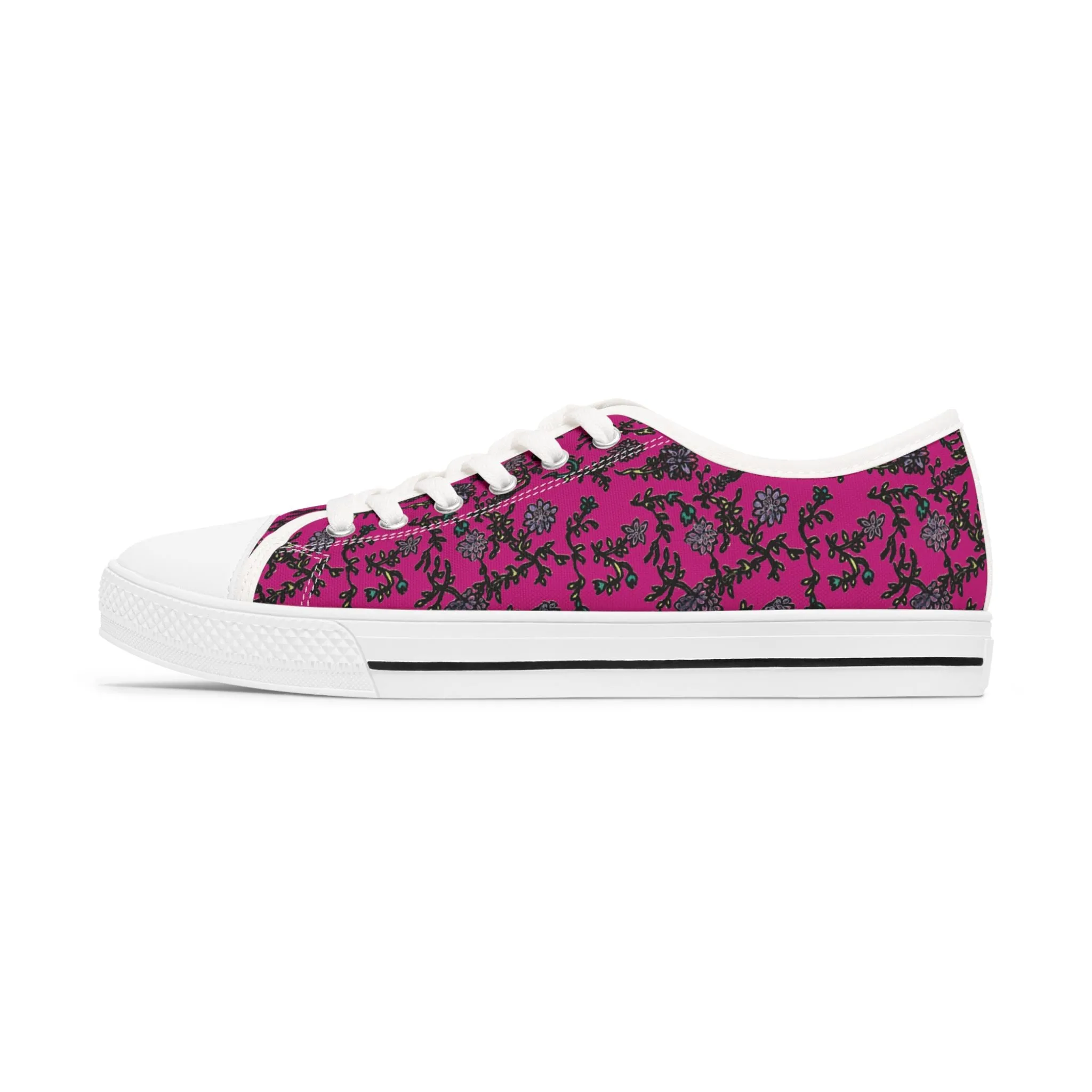 Pink Purple Floral Women's Sneakers, Floral Print Best Women's Low Top Canvas Sneakers (US Size: 5.5-12)