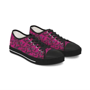 Pink Purple Floral Women's Sneakers, Floral Print Best Women's Low Top Canvas Sneakers (US Size: 5.5-12)