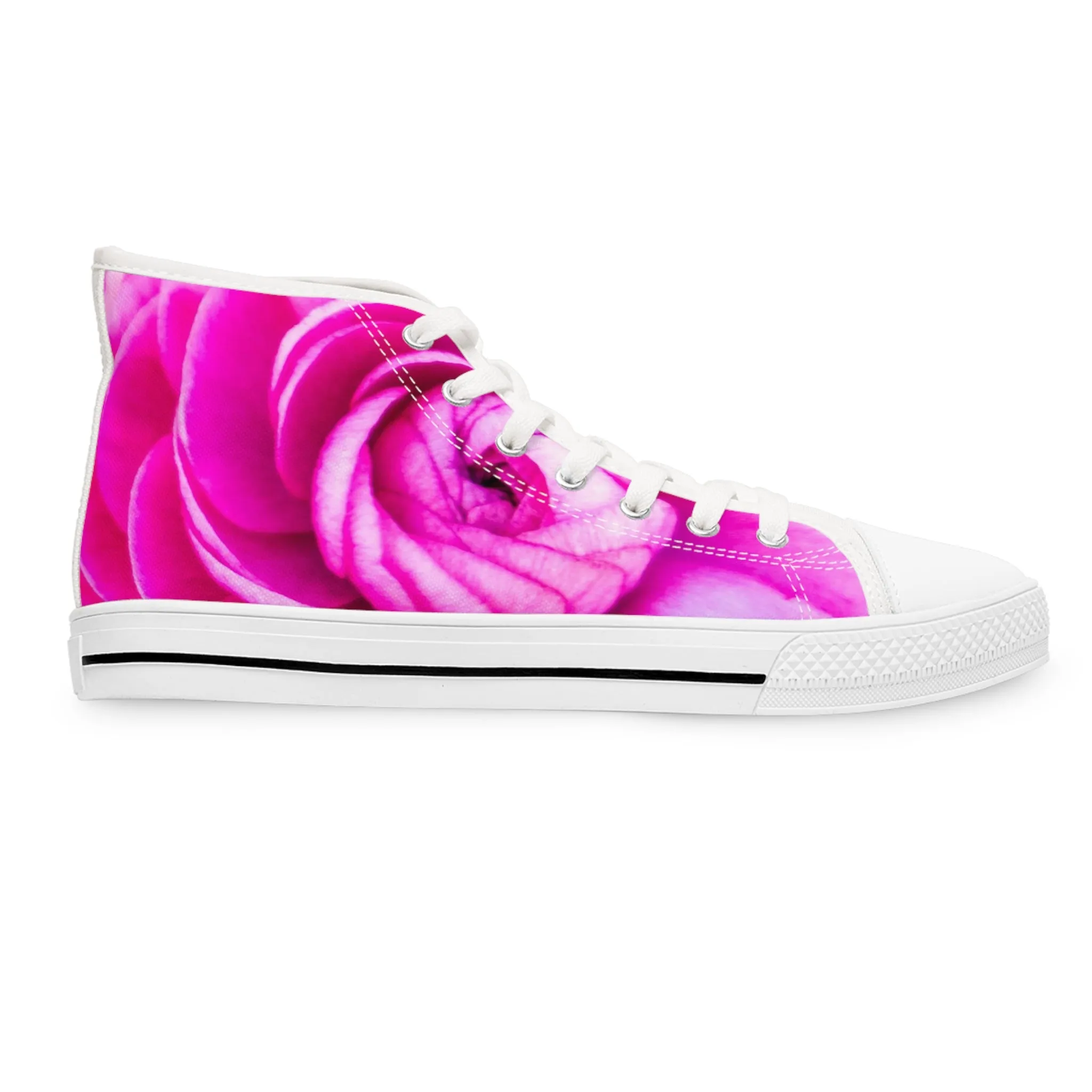 Pink Rose Women's High Top Floral Sneakers (AOP)