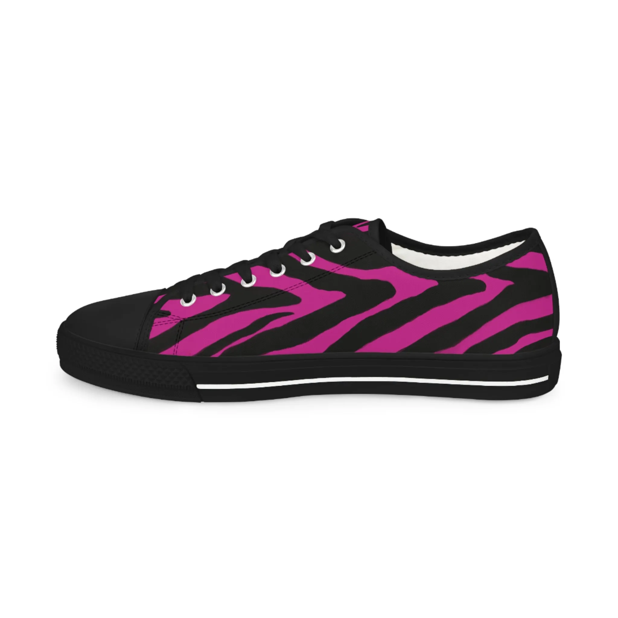 Pink Zebra Print Men's Sneakers, Hot Pink Zebra Striped Print Best Low Tops Designer Men's Low Top Sneakers (US Size: 5-14)