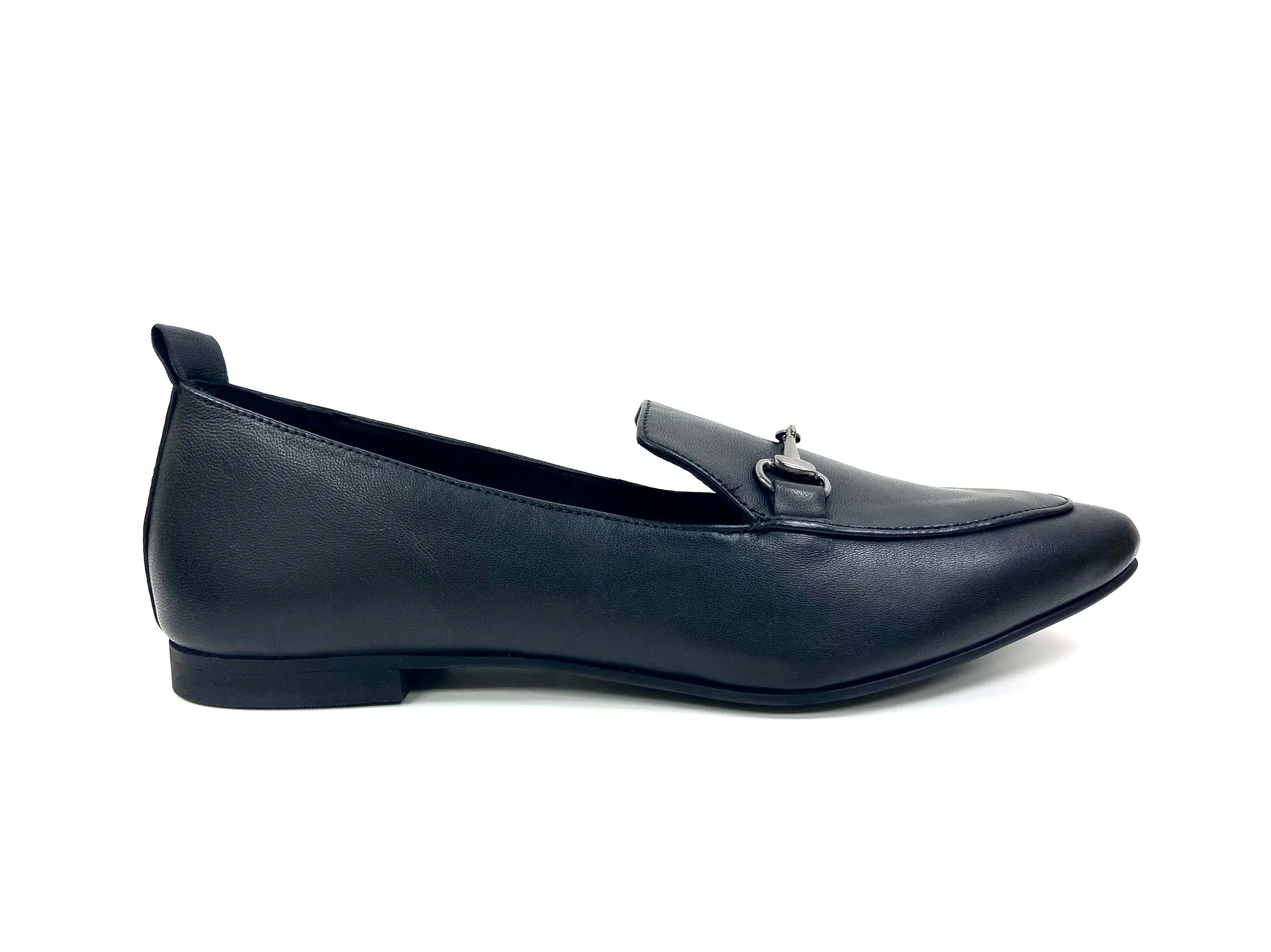 Piper Black Flat Leather Loafers