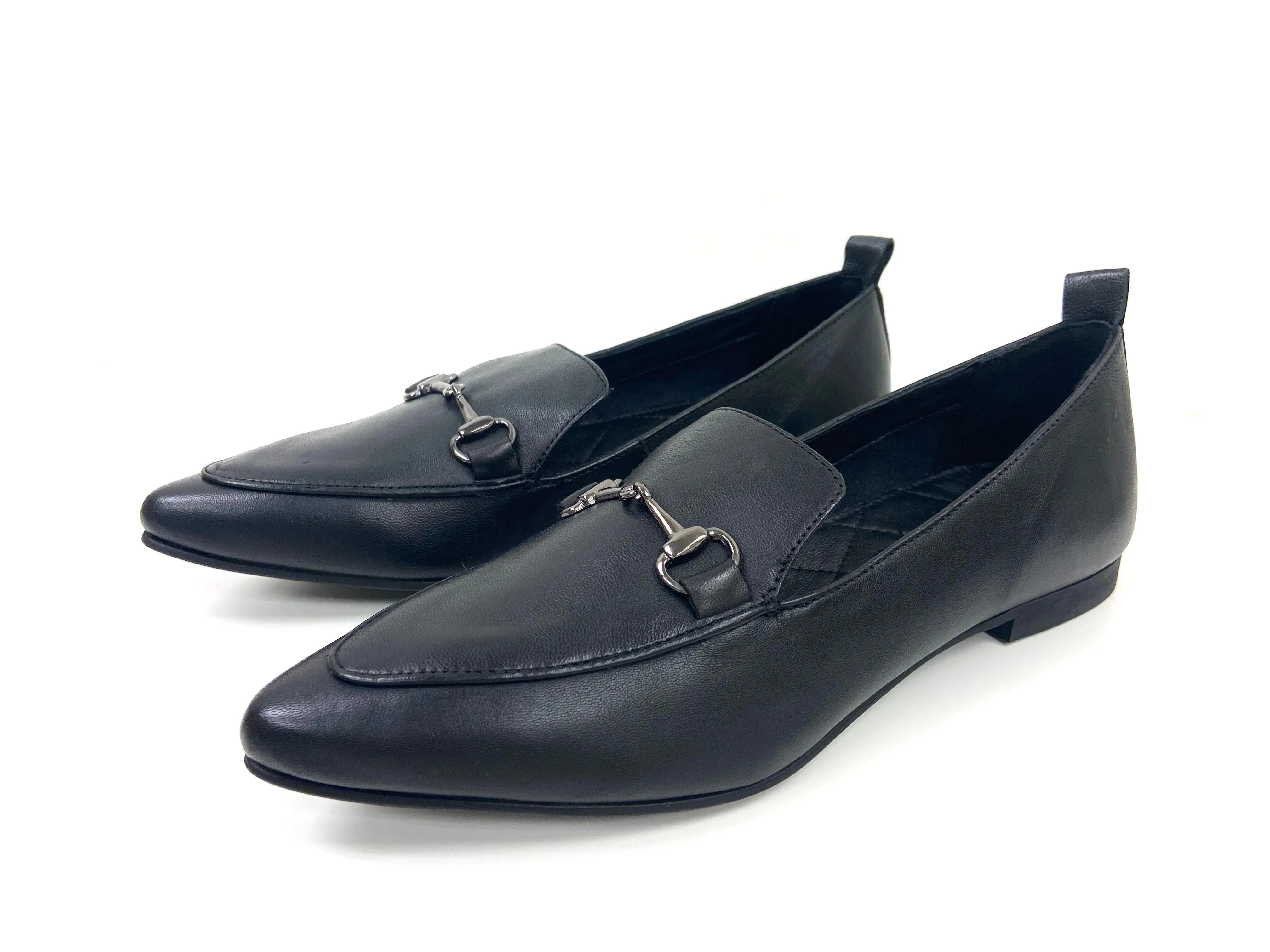 Piper Black Flat Leather Loafers