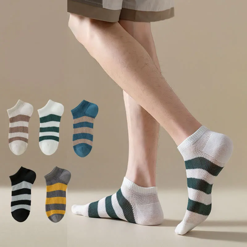 Plus Size Wide Stripes Ankle Socks(10 Pairs)