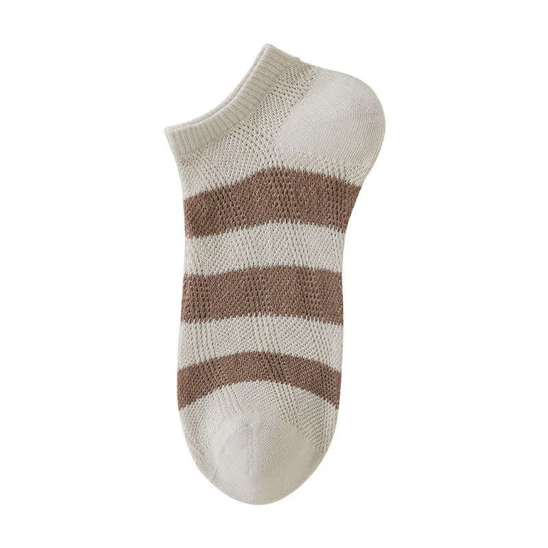 Plus Size Wide Stripes Ankle Socks(10 Pairs)