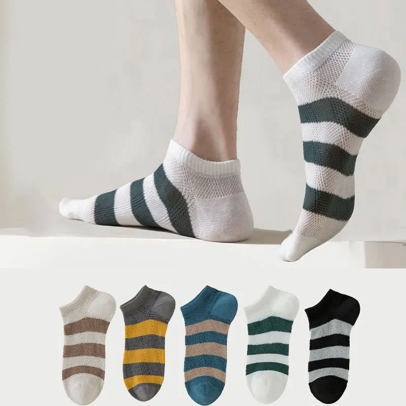 Plus Size Wide Stripes Ankle Socks(10 Pairs)