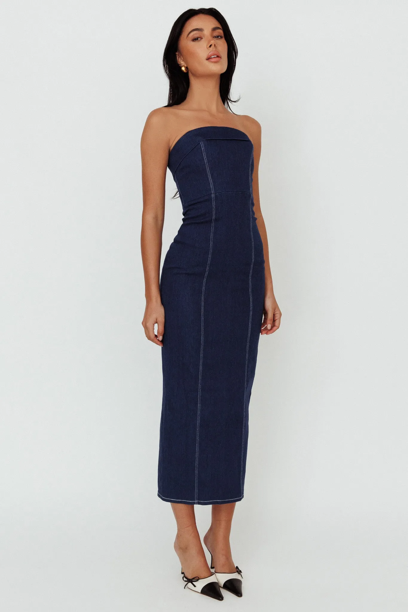 Press Play Strapless Maxi Dress Indigo