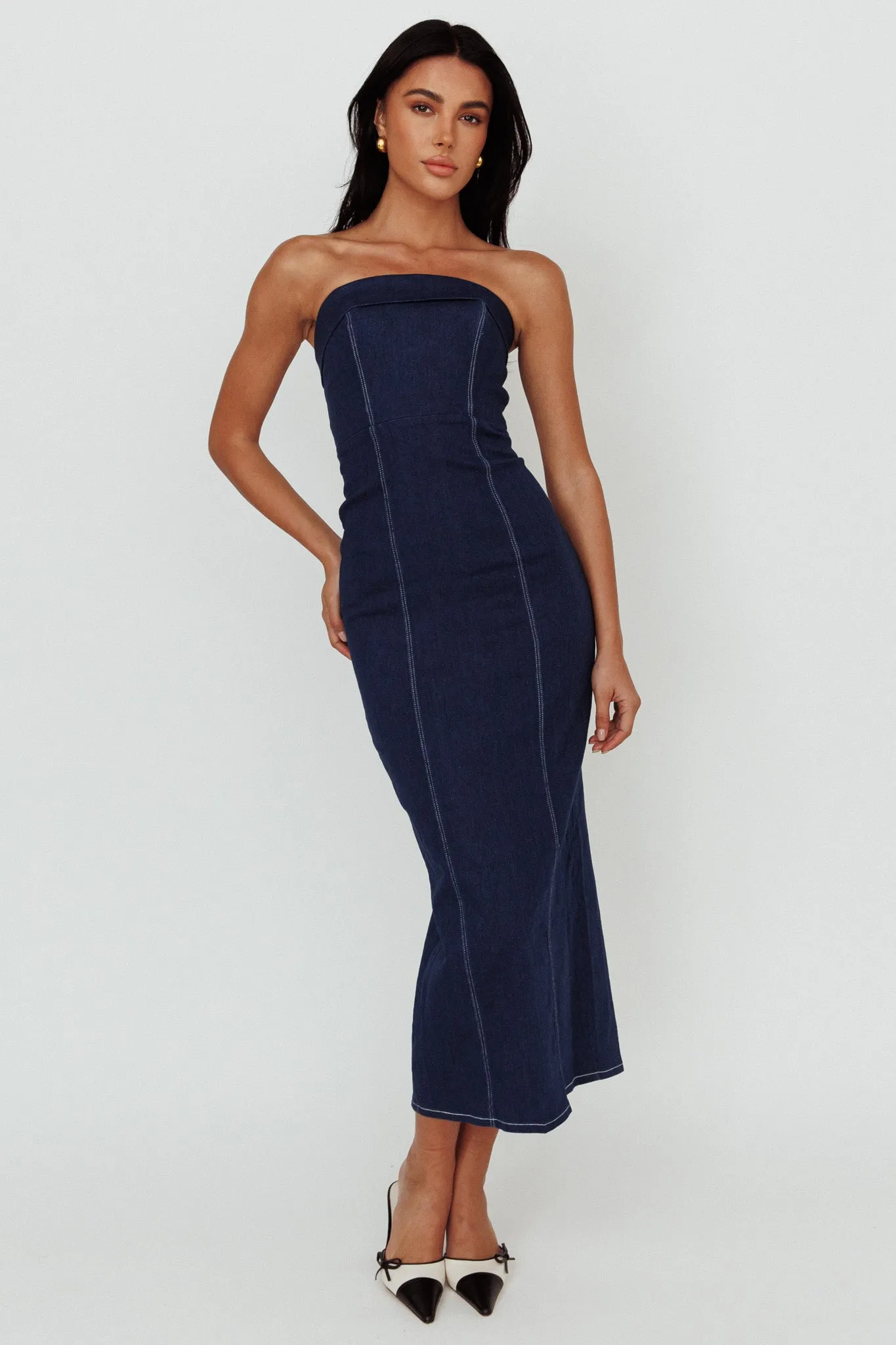 Press Play Strapless Maxi Dress Indigo