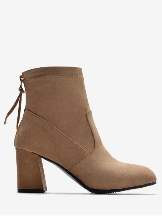 Pretty Block Heel Pointed Toe Ankle Boots