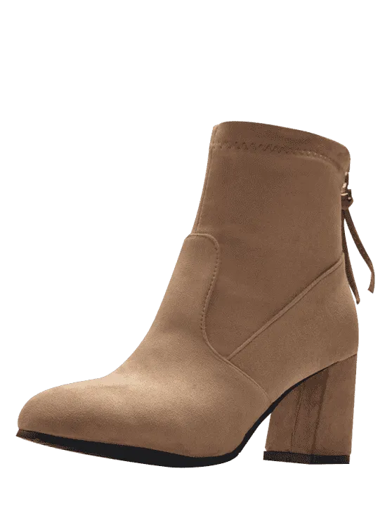 Pretty Block Heel Pointed Toe Ankle Boots