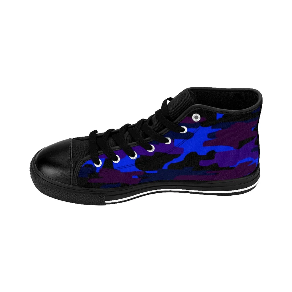 Purple Camo Women's Sneakers, Army Print Designer High-top Sneakers Canvas Tennis Shoes