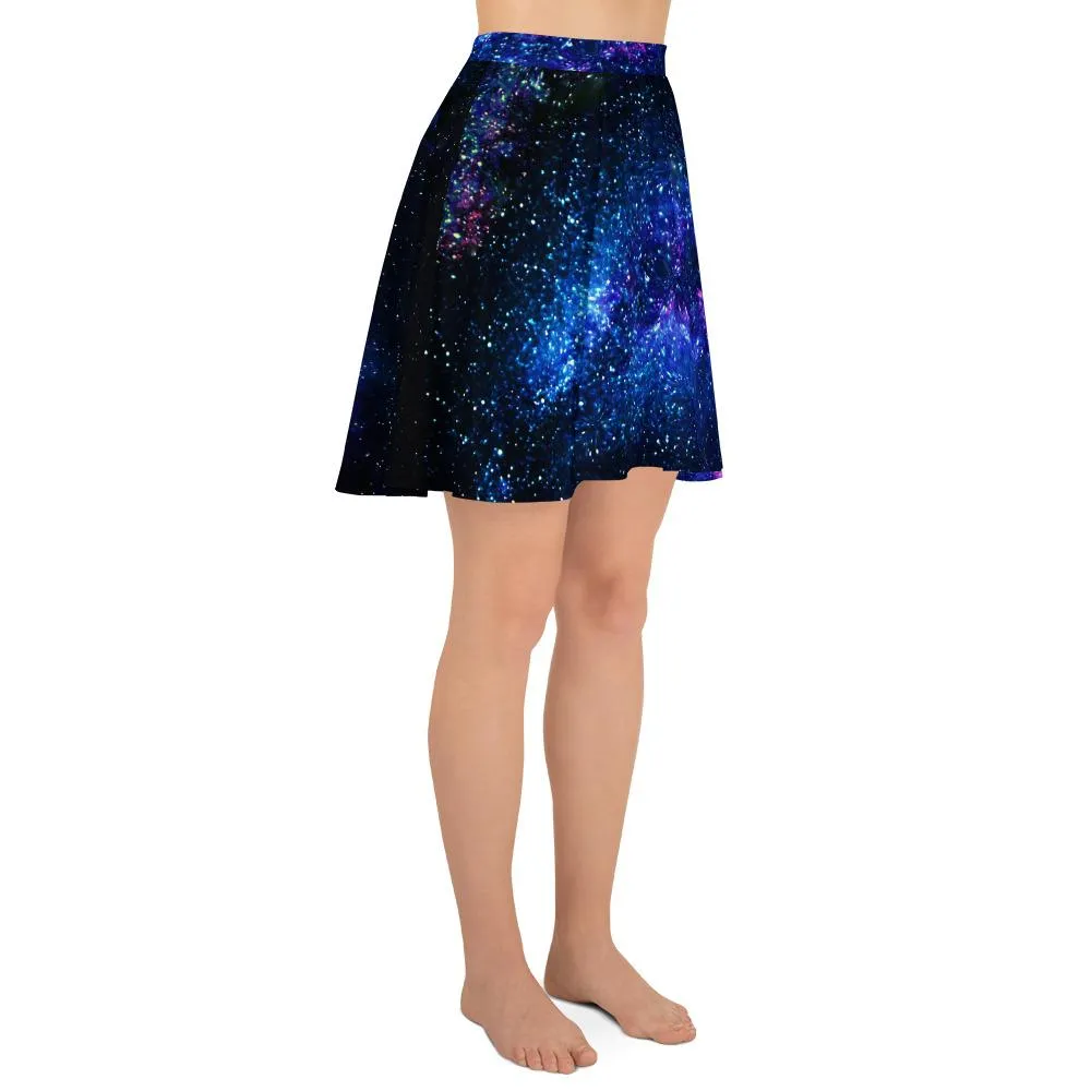 Purple Galaxy Skater Skirt, Cosmos Space Women's Skater Skirt- Made in USA/EU (US Size: XS-3XL)