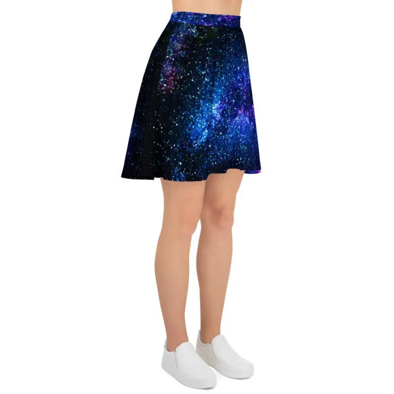 Purple Galaxy Skater Skirt, Cosmos Space Women's Skater Skirt- Made in USA/EU (US Size: XS-3XL)