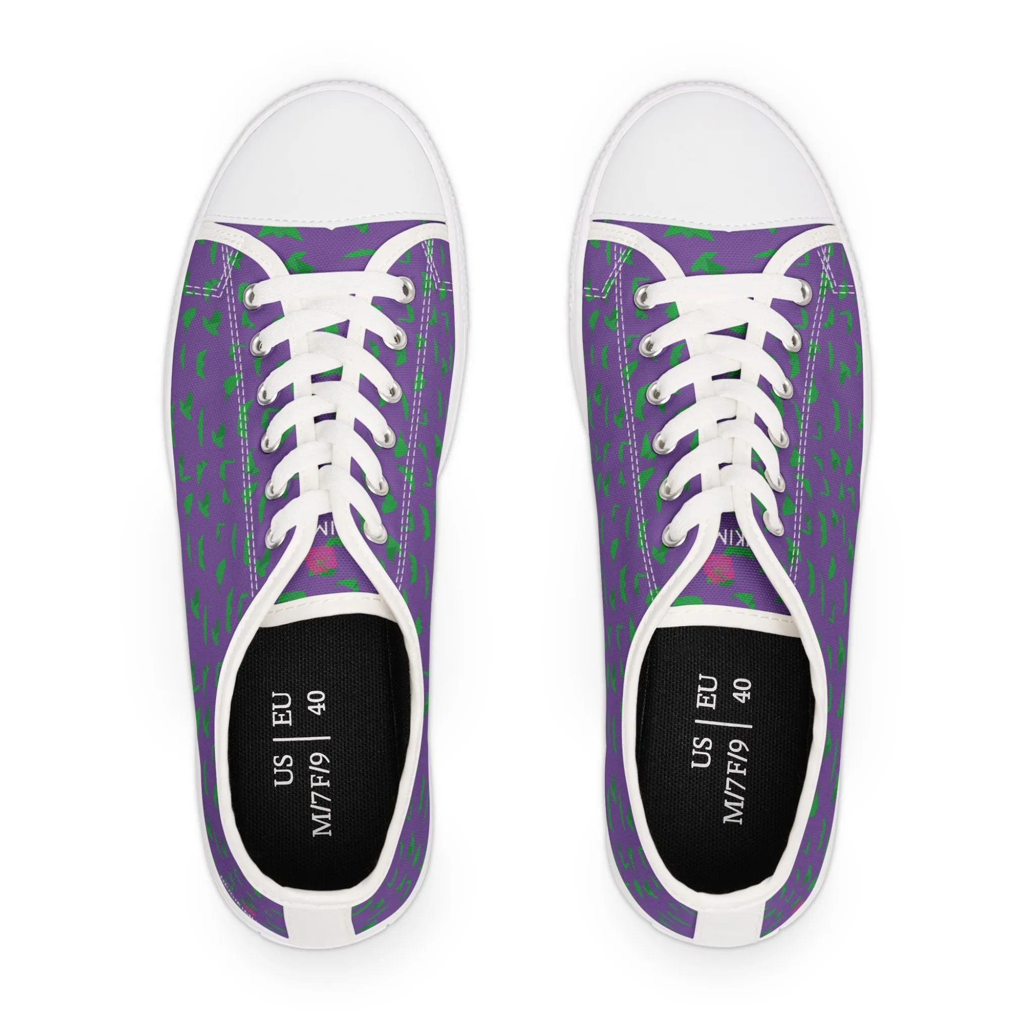 Purple Green Cranes Ladies' Sneakers, Best Women's Low Top Canvas Sneakers (US Size: 5.5-12)