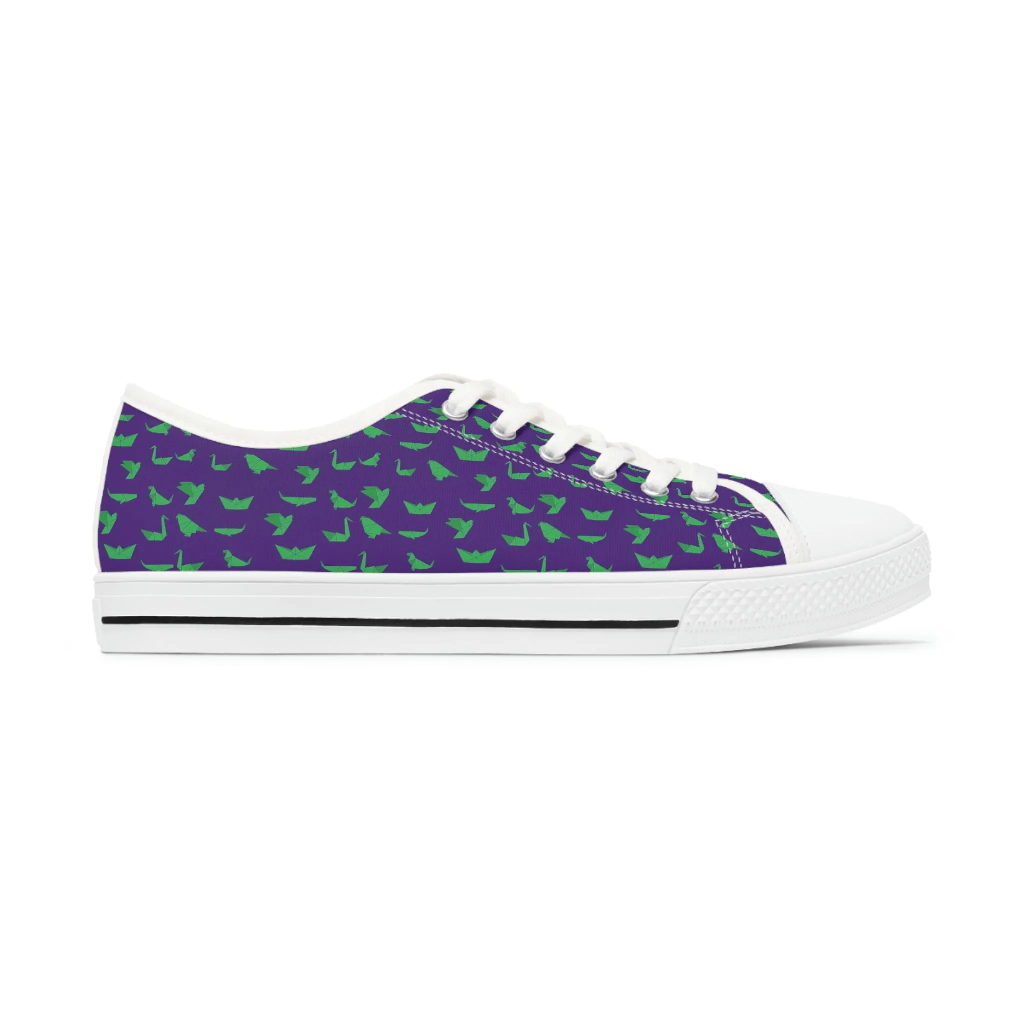 Purple Green Cranes Ladies' Sneakers, Best Women's Low Top Sneakers Best Quality Women's Canvas Sneakers (US Size: 5.5-12)