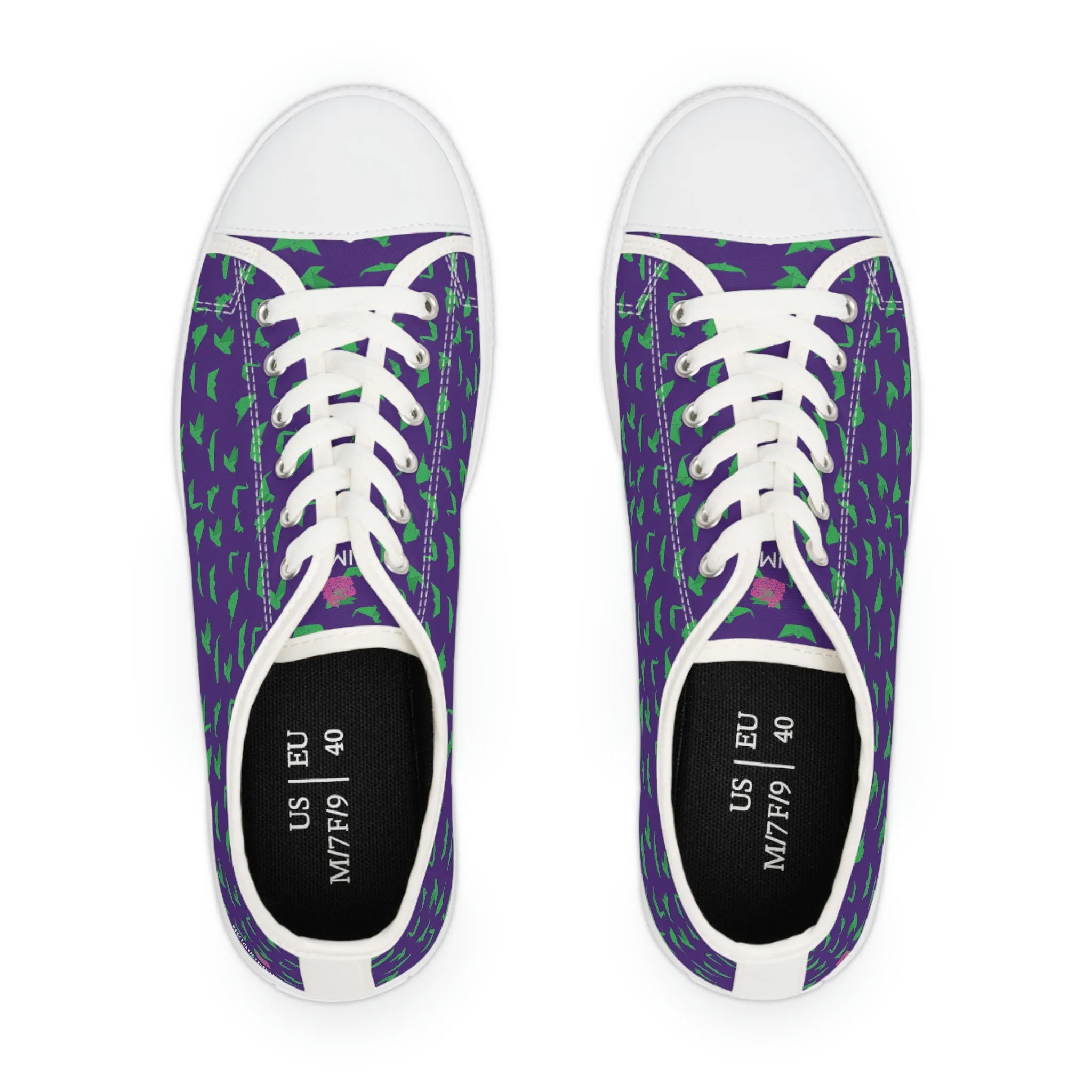 Purple Green Cranes Ladies' Sneakers, Best Women's Low Top Sneakers Best Quality Women's Canvas Sneakers (US Size: 5.5-12)