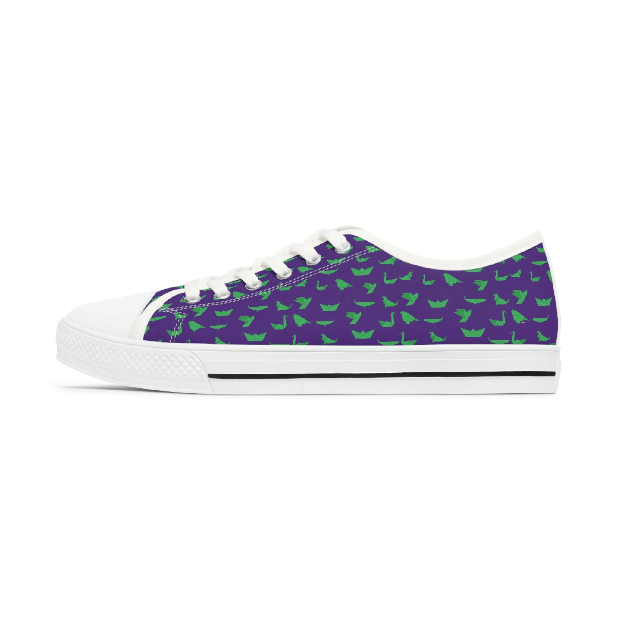 Purple Green Cranes Ladies' Sneakers, Best Women's Low Top Sneakers Best Quality Women's Canvas Sneakers (US Size: 5.5-12)