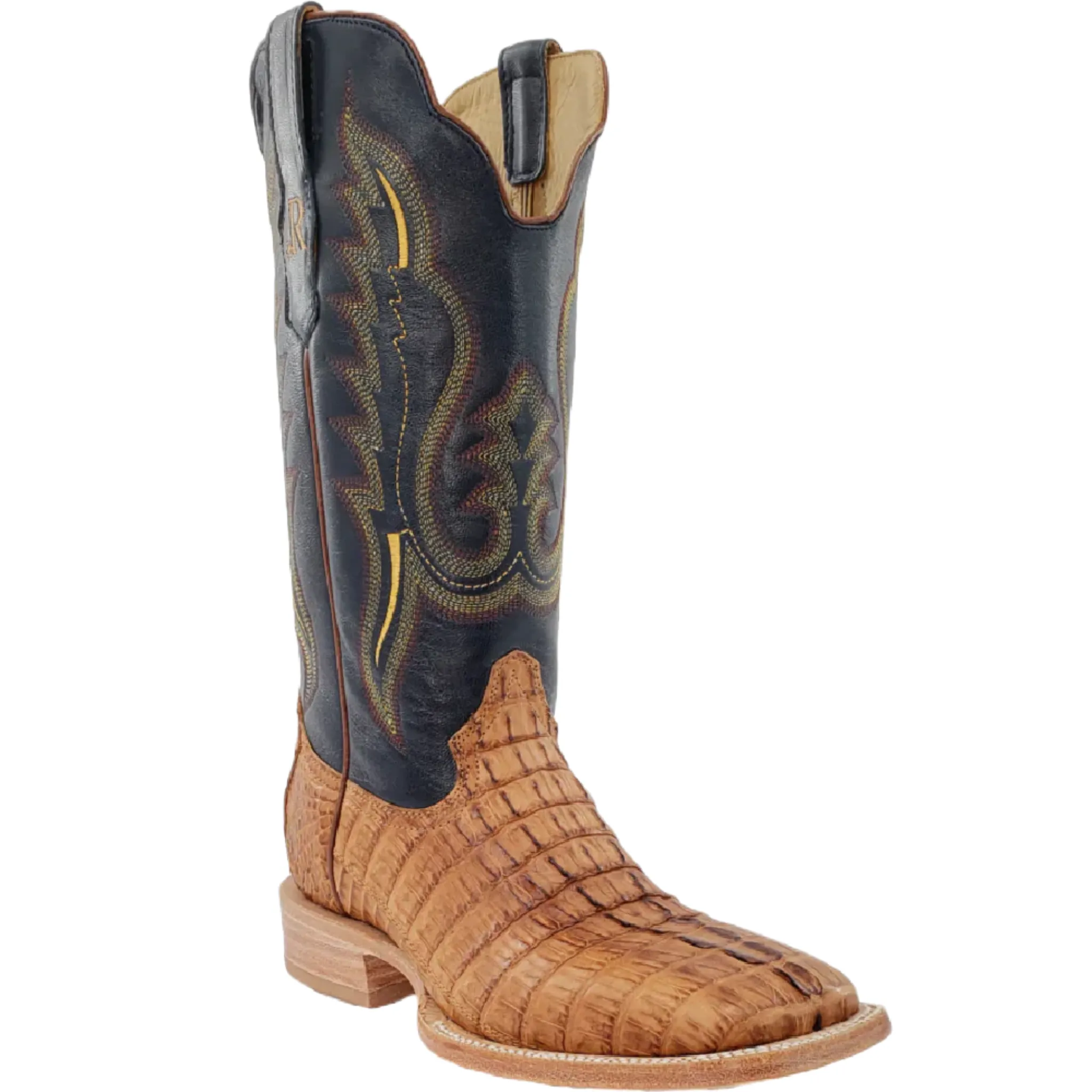 R. WATSON MEN'S SADDLE HORNBACK CAIMAN TAIL WESTERN BOOTS - RW3010-2