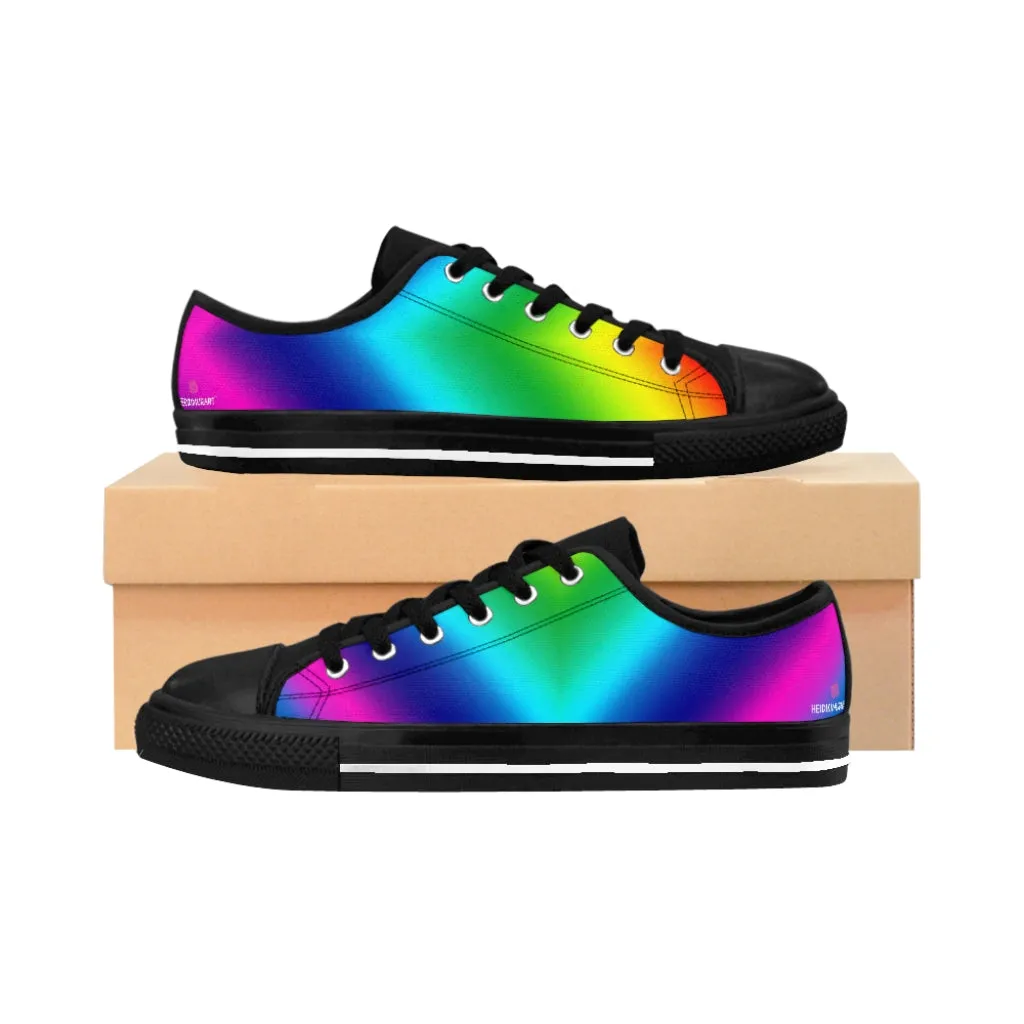 Rainbow Best Women's Sneakers, Gay Pride Colorful Best Ladies' Tennis Shoes Canvas Low Tops