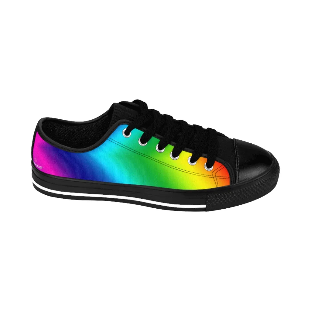 Rainbow Best Women's Sneakers, Gay Pride Colorful Best Ladies' Tennis Shoes Canvas Low Tops