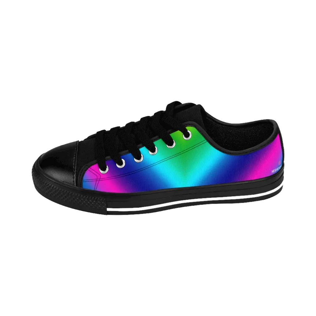 Rainbow Best Women's Sneakers, Gay Pride Colorful Best Ladies' Tennis Shoes Canvas Low Tops