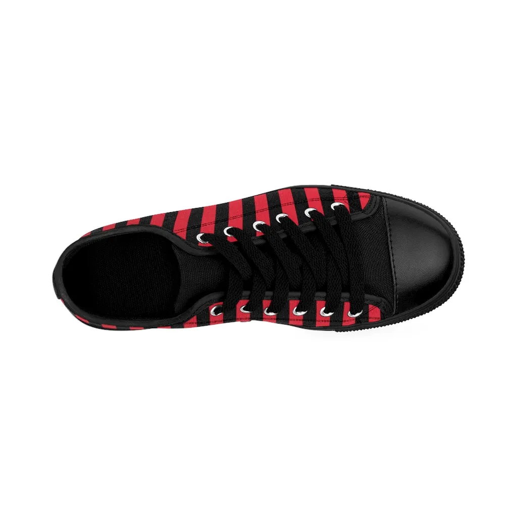 Red Black Striped Women's Sneakers, Modern Stripes Tennis Shoes For Ladies (US Size: 6-12)