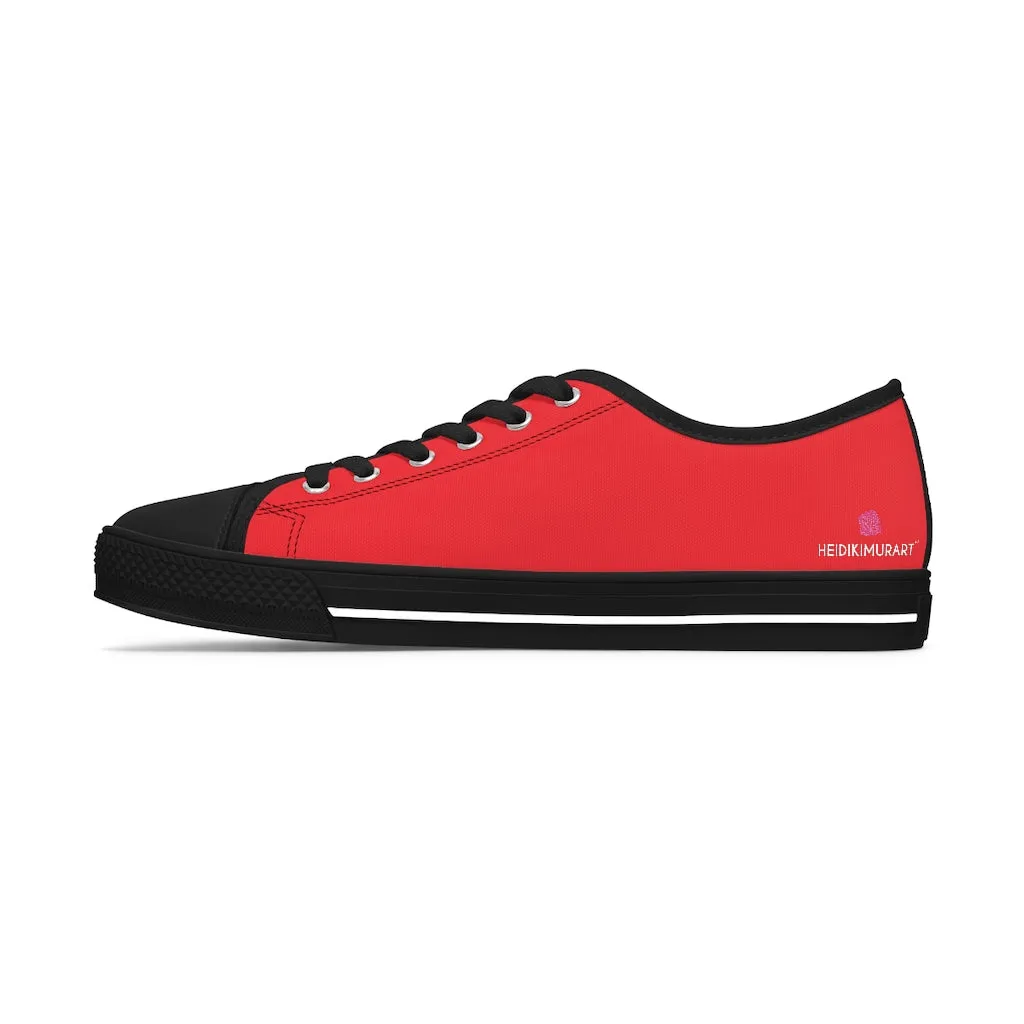 Red Color Best Ladies' Sneakers, Solid Color Women's Low Top Sneakers (US Size: 5.5-12)