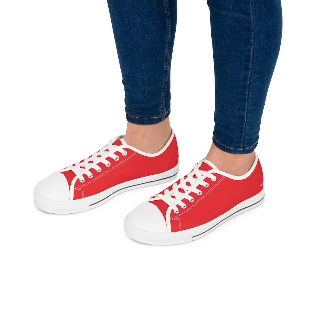 Red Color Best Ladies' Sneakers, Solid Color Women's Low Top Sneakers (US Size: 5.5-12)