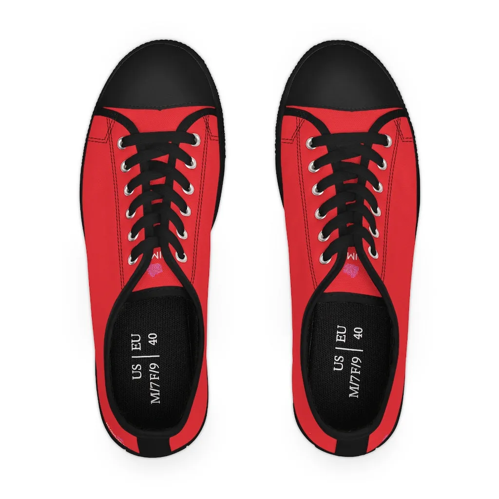 Red Color Best Ladies' Sneakers, Solid Color Women's Low Top Sneakers (US Size: 5.5-12)