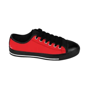 Red Color Women's Sneakers, Lightweight Low Tops Tennis Running Casual Shoes For Women